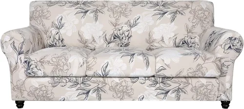 Vista 43 de SearchI Funda elástica para sofá, funda para sillón de 2 piezas con funda de cojín separada para silla, protector de muebles lavable para sala