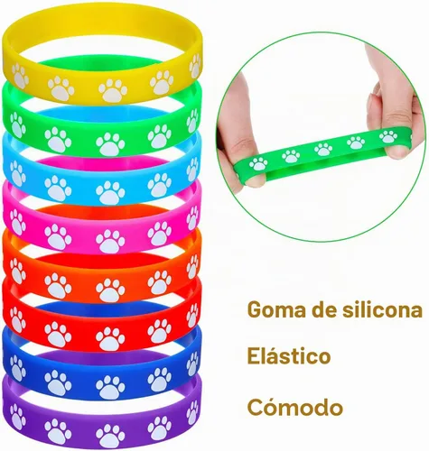 Vista 6 de Gejoy Sumind - 48 pulseras de goma con estampado de patas, recuerdos de fiesta de perro, multicolor