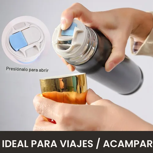 Vista 5 de Botella de agua con forma de bala de acero inoxidable 304, 17 onzas, 16.9 fl oz, doble pared aislada al vacío, taza de café aislada al vacío