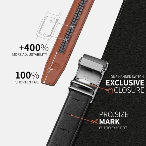 Vista 3 de Zitahli Ratchet Belt for Men,Upgraded Tail Hidden Design mens belt Leather for Dress Pant Shirt Oxfords,Micro Adjustable