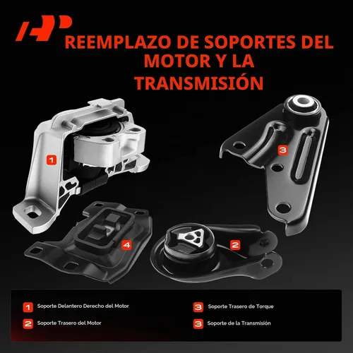 Vista 3 de A-Premium Juego de 4 piezas de montaje de transmisión de motor compatible con Mazda 3 2004 2005 2006 2007 2008 2009 L4 2.0L, gasolina, con montaje