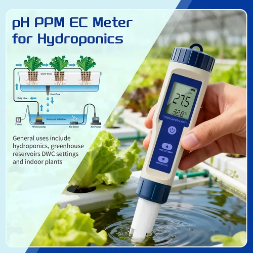 Vista 3 de ZuanXin - Medidor de pH 5 en 1 con función de PH/salinidad/TDS/EC/temperatura, pantalla de retroiluminación para probador TDS para agua potable