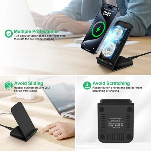 Vista 3 de Cargador inalámbrico Android Samsung para Samsung Galaxy S25FE S25 Plus S25 Edge S25 Ultra S24FE S23 S22, soporte de cargador de teléfono