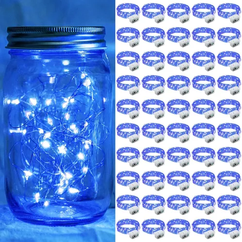 Vista 62 de Paquete de 6 luces de hadas a pilas con temporizador remoto, 8 modos de iluminación, 7 pies, 20 luces LED impermeables para Halloween, Navidad