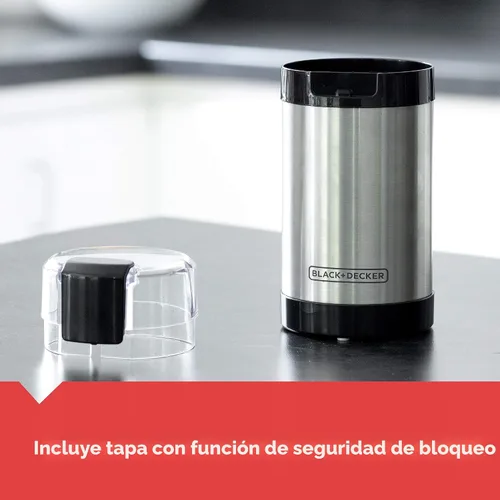 Vista 6 de BLACK+DECKER Molinillo de café One Touch, capacidad de grano de café de 2/3 tazas, molinillo de especias, control de botón de un solo toque, 150
