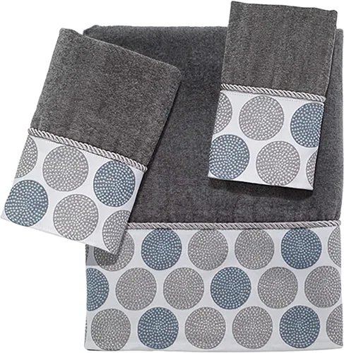 Vista 7 de Avanti Linens - Toalla de mano, toalla de algodón suave y absorbente (colección de círculos punteados, mineral) 100% algodón, suave y absorbente