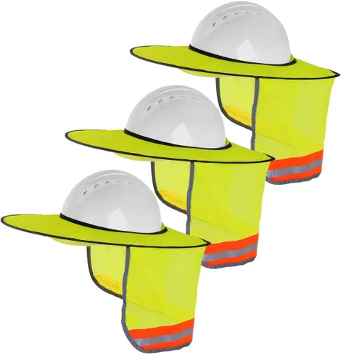 Vista 14 de Paquete de 2 protectores solares para casco duro, protector solar de malla de ala completa para cascos duros, alta visibilidad, reflectante