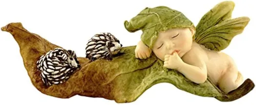 Vista 4 de Top Collection - Estatua miniatura para jardín de hadas y terrario Poco hada bostezando