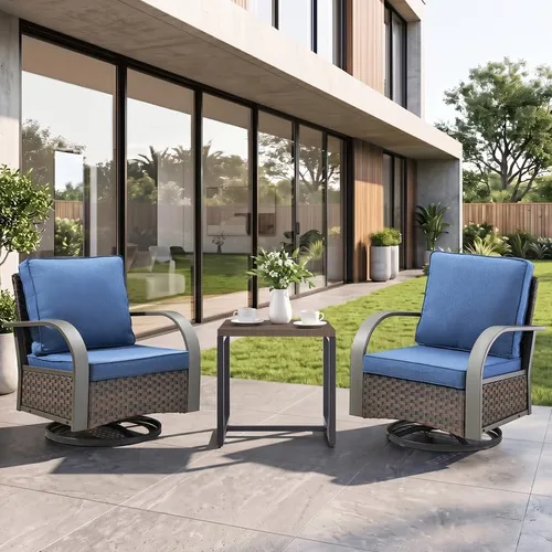 Vista 9 de Rilyson 3 Seat Outdoor Wicker Couch, Rattan Patio Sofa with Grey Cushions Brown/Grey