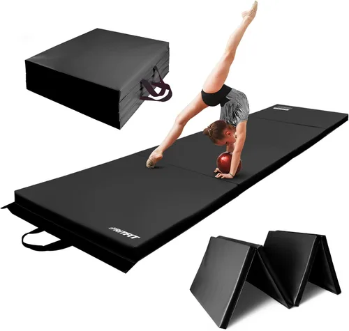 Vista 8 de RitFit Upgraded Folding Exercise Mat, 2 Inch Thick Gymnastics Mat Negro (2' x 8')