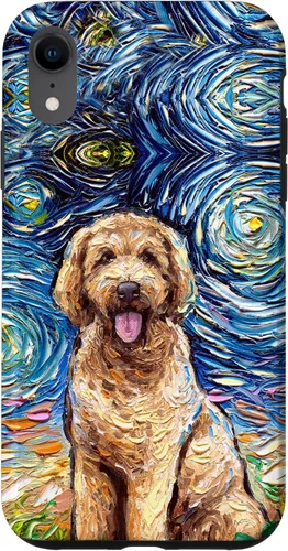 Vista 25 de Cute Goldendoodle Starry Night Doodle Dog Art by Aja Case for iPhone 17