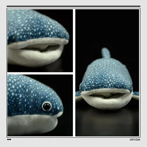 Vista 3 de Juguete de peluche de tiburón ballena gigante de simulación de 21 pulgadas de largo, lindo animal de peluche de ballena gigante suave para niños