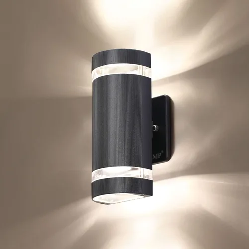 Vista 9 de Luces LED de pared para exteriores, arriba y abajo., Negro