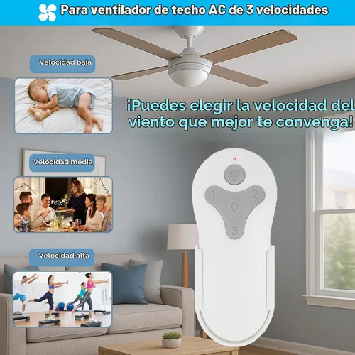 Vista 3 de Kit de Reemplazo Universal para Control Remoto de Ventilador de Techo Compatible con Harbor Breeze, Hunter, Hampton Bay, Atenuador de Luz de 3