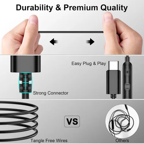 Vista 5 de Auriculares USB C con cable para Samsung S26 Ultra S25 A16 A17 A36 Z Flip plomizo