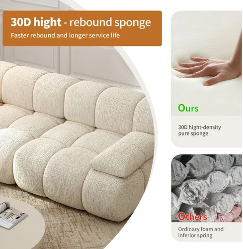 Vista 5 de Settab Sofá modular de nube modular de 118.5 pulgadas con otomana móvil, sofá de pana moderno de 4 asientos, asiento profundo, sofá sin hueso