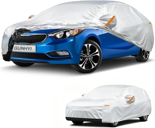 Vista 34 de GUNHYI - Funda de automóvil de 6 capas para Tesla Model 3 (2017-2025), impermeable para todo tipo de clima, protección UV contra la nieve, el sol