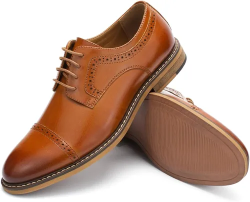 Vista 5 de Temeshu Zapatos de vestir casuales con cordones Oxford para hombre, zapatos de negocios modernos formales clásicos DS08