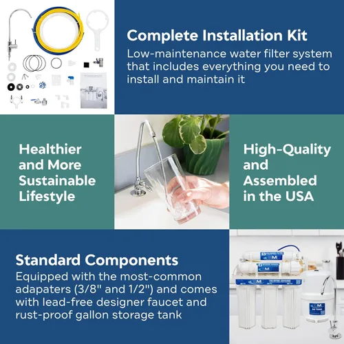 Vista 7 de Applied Membranes Inc. Sistema de filtro de agua de ósmosis inversa de 5 etapas, capacidad de 50 galones