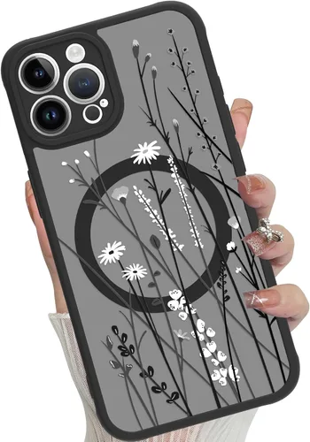 Vista 83 de Funda magnética para iPhone 17 Pro [compatible con MagSafe], bonita funda de moda con estampado de leopardo negro, translúcida, mate, parte trasera