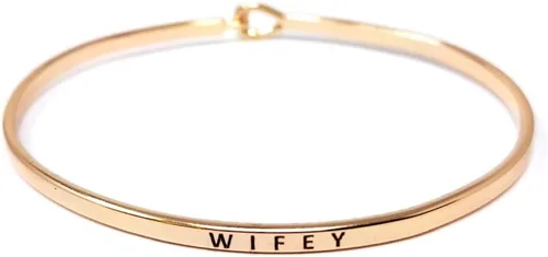 Vista 17 de By you - Brazalete con gancho, pulsera delgada grabada con un mensaje positivo e inspirador