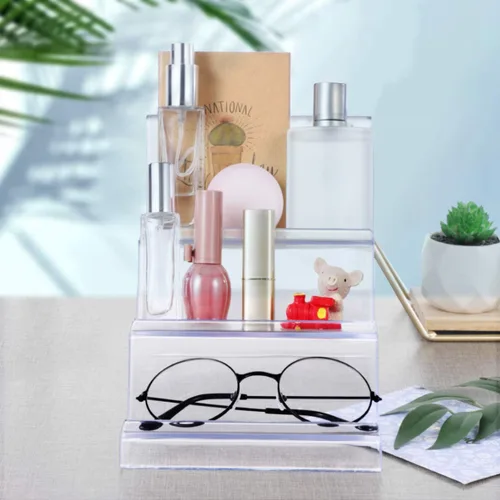Vista 2 de Topbathy - Cartera de acrílico transparente de 3 niveles, soporte para bolso, expositor de joyas, cosméticos