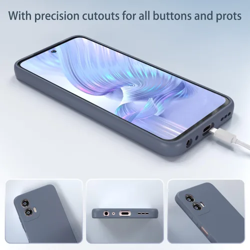 Vista 6 de Funda Moto G Power 5G 2024, silicona líquida, delgada, suave, TPU Fit, protección de cuerpo completo, a prueba de golpes, para G Power 2024 5G (gris)