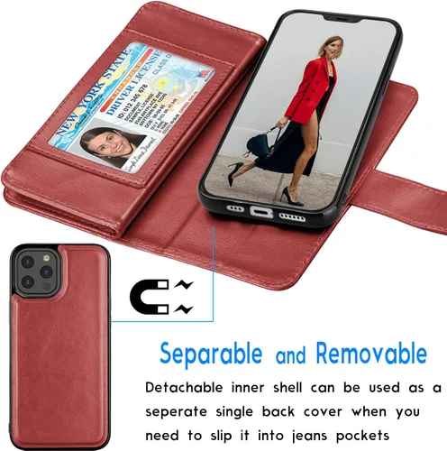 Vista 3 de Tekcoo Funda tipo cartera para iPhone 12 Pro Max (6.7 pulgadas) 2020 Funda de lujo para tarjetas de crédito para tarjetas de crédito, bolsa