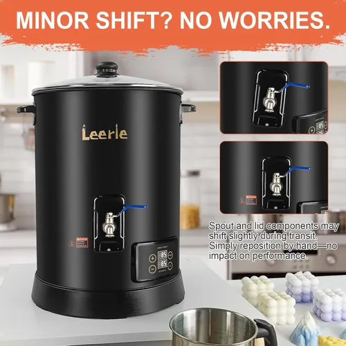 Vista 9 de Leerie D15 - Derretidor de cera comercial digital de 30 libras para hacer velas, olla de fusión de cera de vela grande con control preciso