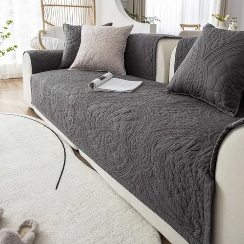 Vista 8 de vctops Funda para sofá con bordado bohemio de algodón, antideslizante, suave, lavable, protector de muebles para niños, perros y mascotas