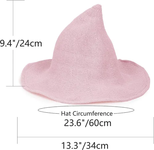 Vista 2 de DAZCOS Sombrero de bruja de punto multicolor transpirable de ala ancha plegable para mujer, disfraz de Navidad