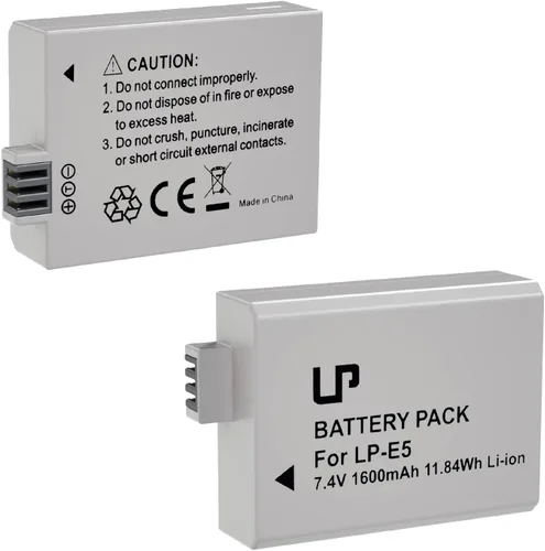 Vista 9 de LP Paquete de batería y cargador LP-E5, paquete de 2 baterías de repuesto LP E5 de 1600 mAh y cargador de doble ranura USB para Canon EOS Rebel XS