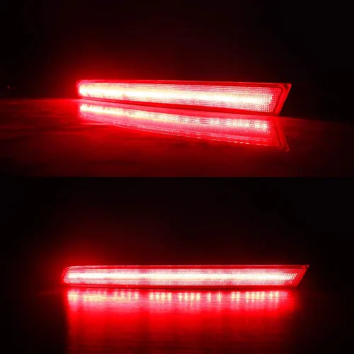 Vista 6 de Luces LED de Reflector de Parachoques Completas con Lente Roja Compatibles con Ford Explorer 2011 2012 2013 2014 2015 - Funcionan como Luces
