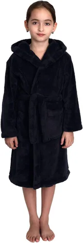 Vista 5 de TowelSelections Bata de baño de felpa suave con capucha para niñas Carbón vegetal