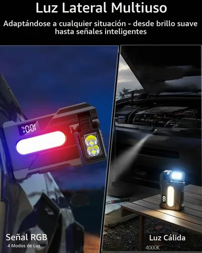 Vista 6 de Linterna EDC recargable 2026 con cabezal de lámpara giratorio, mini linterna súper brillante de 500 lúmenes, linternas portátiles de bolsillo plano