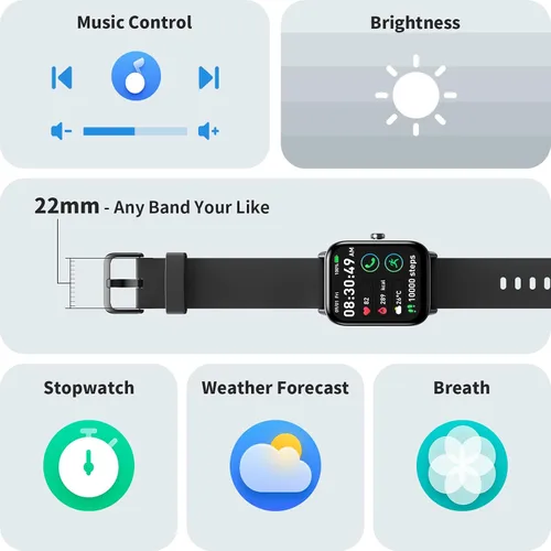 Vista 7 de Relojes inteligentes para hombres y mujeres, monitor de actividad de pantalla de 1.8 pulgadas, monitor de frecuencia cardíaca, sueño/SpO2
