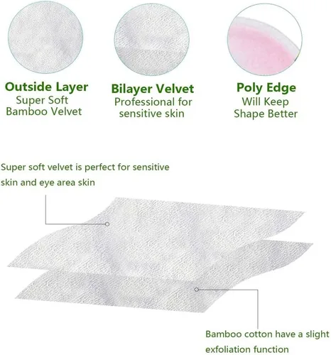 Vista 4 de Paquete de 28 almohadillas reutilizables para eliminar el maquillaje con bolsa de lavandería, lavables, suaves y cómodas, lavables de algodón