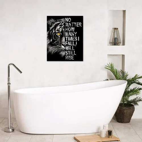 Vista 5 de HVEST Arte de pared inspirador de tigre para sala de estar, imágenes motivacionales de tigre de vida silvestre en blanco y negro, decoración