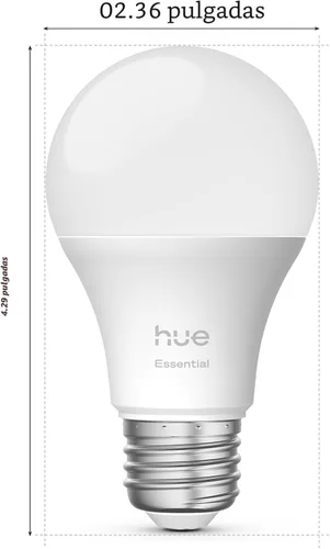 Vista 9 de Philips Hue Essential - Bombilla LED inteligente A19, ambiente blanco y color, base E26, 8.8W, 2200K-6500K, 800 lúmenes, regulable, funciona