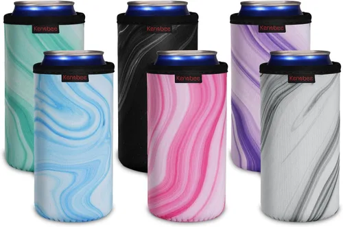 Vista 23 de Paquete de 4 Fundas Enfriadoras para Latas Delgadas de 12oz, Suaves Aisladas Reutilizables Antideslizantes de Neopreno Portavasos Cubiertas