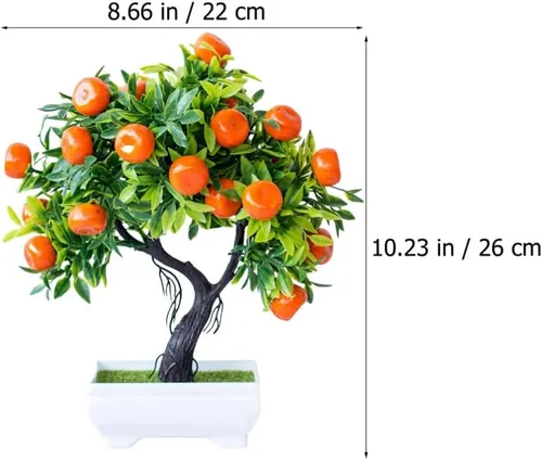 Vista 4 de Cabilock - Bonsái de árbol de kumquat simulado de 10.23 x 8.66 x 3.93 pulgadas, planta falsa en maceta para interiores, hogar, oficina, boda