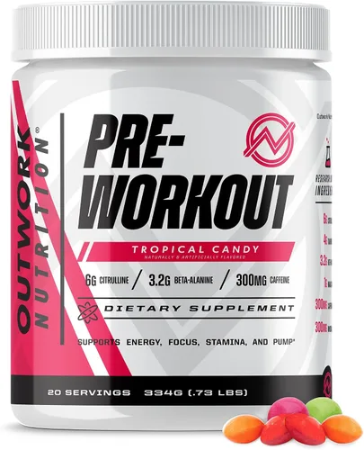 Vista 10 de Outwork Nutrition Preentrenamiento para hombres y mujeres - Nootropic Pre entrenamiento sin creatina, polvo de pre-entrenamiento con taurina