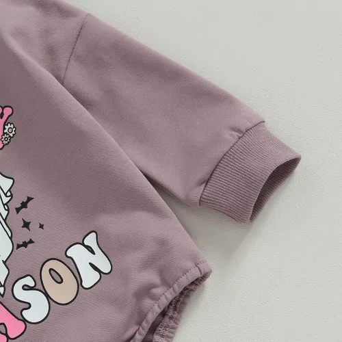 Vista 6 de FOCUSNORM Ropa de Pascua para bebé recién nacida, con bordado de conejo, sudadera con burbujas, traje de bebé niña