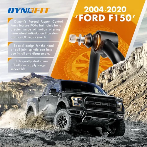 Vista 8 de Dynofit Brazos de Control Superiores F150 para Levantado de 2-4", Brazo de Control de Suspensión Tubular Delantero para Ford F-150 2004-2020, Negro