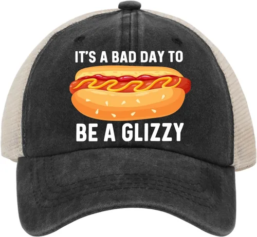 Vista 8 de It's A Bad Day to Be A Glizzy Hat Trucker Hat - Gorra de malla vintage para mujer para el verano, AllBlack1