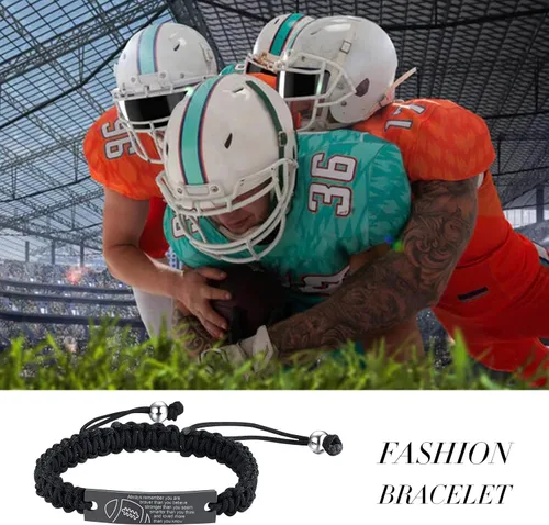 Vista 6 de VNOX Inspiration - Pulsera deportiva para hombres, adolescentes y niños, pulsera de cuerda hecha a mano para baloncesto, béisbol, fútbol, fútbol