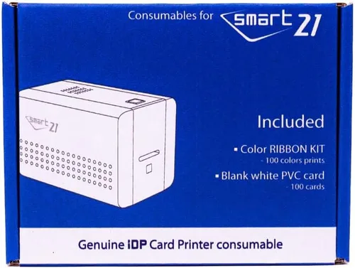 Vista 6 de Kit de consumibles IDP GENUINE SMART-21 YMCKO con 1 cinta de tinta de color de 100 impresiones, 100 tarjetas de PVC Primus y rodillo de limpieza