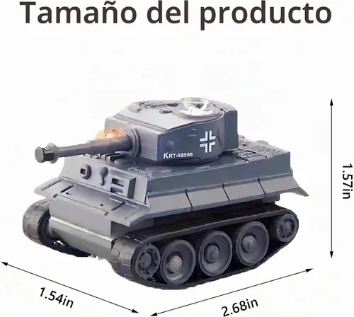 Vista 2 de Mini alemán WW2 Tiger Battle Tank Gris RC 1/72 Escala Modelo IR Control Remoto Vehículo Militar con LED