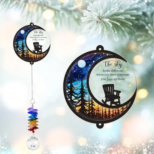 Vista 18 de Adorno de cristal para atrapasoles – Regalo conmemorativo por la pérdida de un ser querido – My Mind Still Talks to You – Recuerdo de duelo