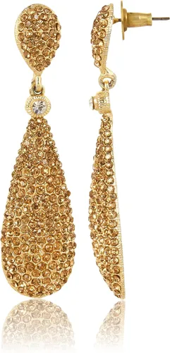 Vista 3 de Moonstruck Joyería de disfraces Pendientes colgantes dorados con diamantes de champán para mujer